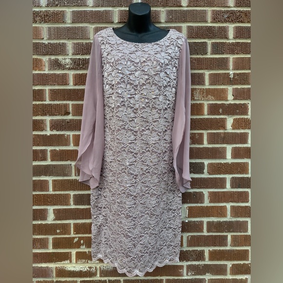 connected apparel Dresses & Skirts - Connected Apparel NWT Womens Sz 14 Lace Overlay Sequined Cocktail Party Dress